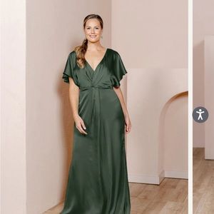 Revelry Deep Olive Satin Bridesmaid Dress